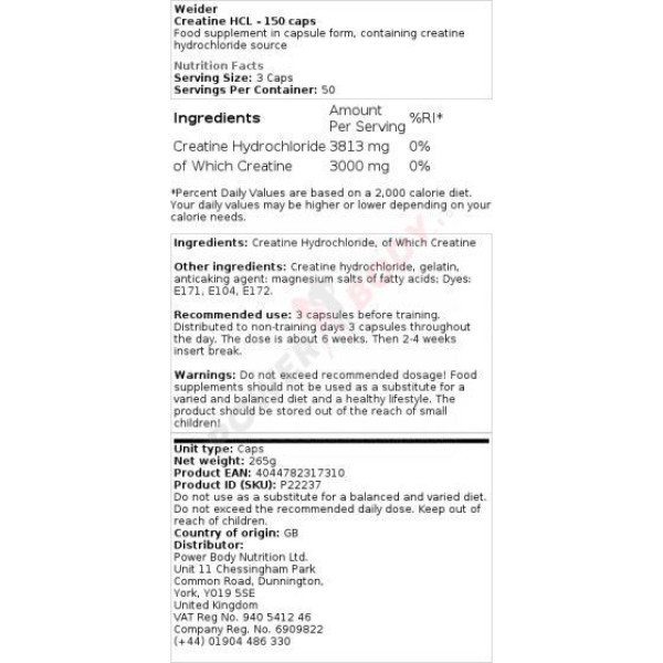 Weider Creatine HCL Weider